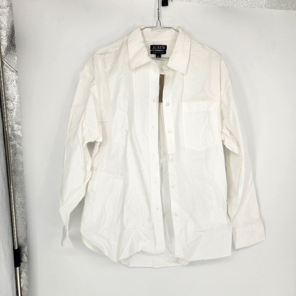 J Crew Women's Small White Oversized Étienne Lightweight Oxford Shirt NWT